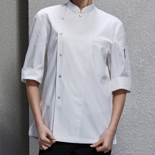 Female Black White Poly Cotton Short Sleeve Shirt