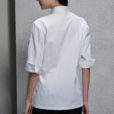 Female Black White Poly Cotton Short Sleeve Shirt