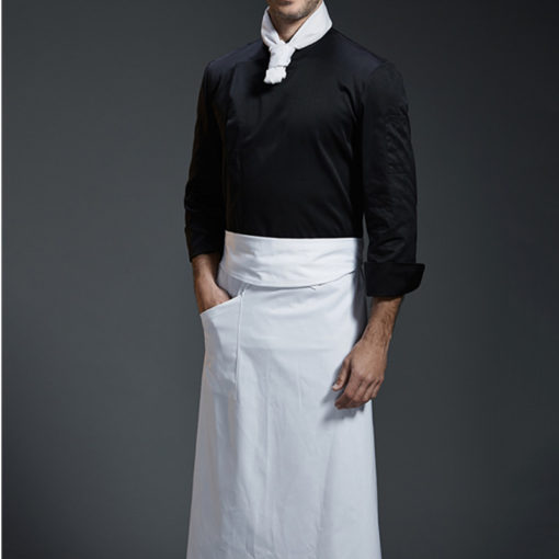 White Black Long Sleeve Chef Shirt
