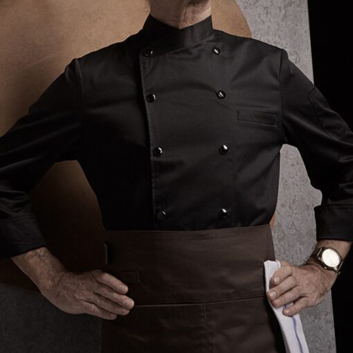 White Gray Black Long Sleeve Chef Shirt