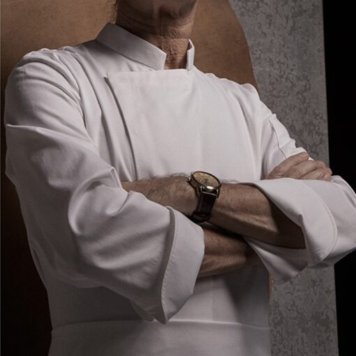 White Black Long Sleeve Chef Shirt
