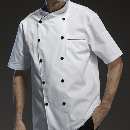 Gray Black White Short Sleeve Shirt Culinary Uniform