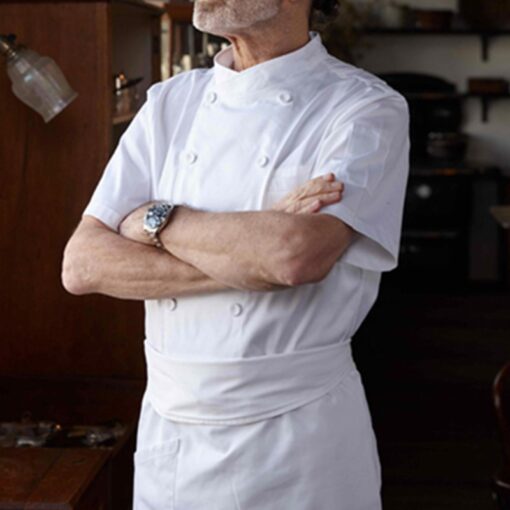 White Black Short Sleeve Chef Shirt