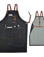 Black Gray Denim White Canvas Bib Apron