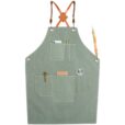 Green Gray Canvas Apron Leather Straps