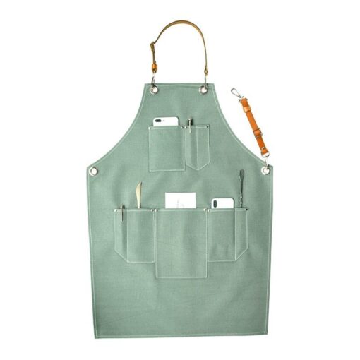 Green Gray Canvas Apron Leather Straps