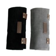 Black Gray Cowhide Leather Barber Tool Roll