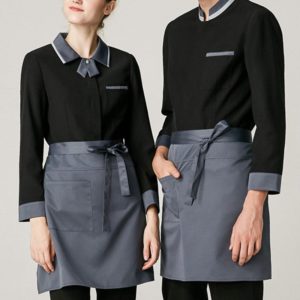 Black White Polyester Cotton Waist Apron Culinary Uniform - Little ...