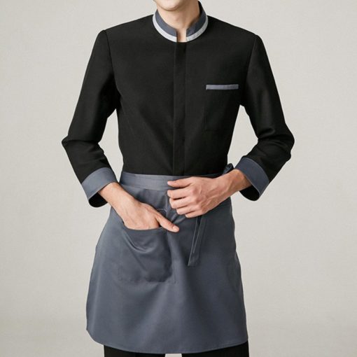 Polyester Cotton Long Sleeve Black Shirt