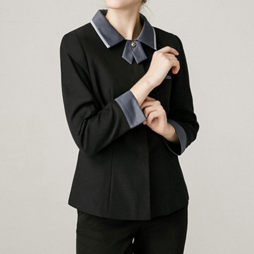 Polyester Cotton Long Sleeve Black Shirt