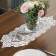 White Champagne Embroidery Lace Table Runner