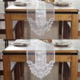 Elegant White Gray Embroidery Table Runner