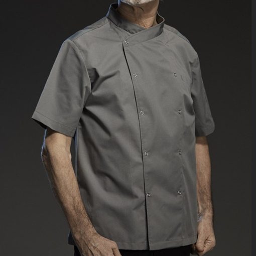 Black White Gray Short Sleeve Summer Chef Shirt