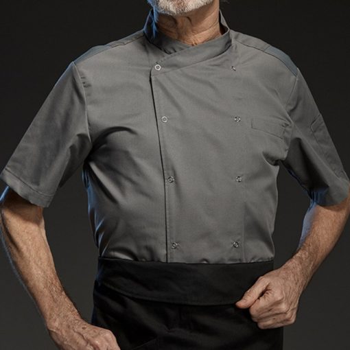 Black White Gray Short Sleeve Summer Chef Shirt