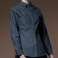 Long Sleeve Blue Polyester Cotton Waitstaff Shirt