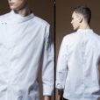 Black White Polyester Cotton Long Sleeve Chef Jacket