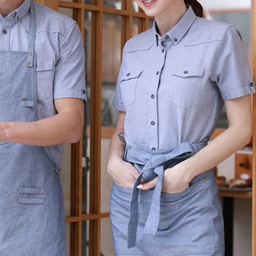 Blue Cotton Long Sleeve Staff Uniform