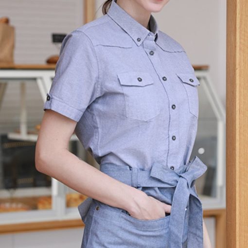 Blue Cotton Long Sleeve Staff Uniform