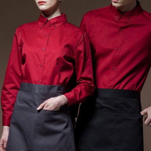 Red Black Polyester Cotton Uniform Shirt
