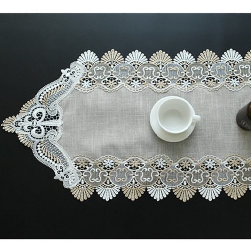 White Coffee Slub Linen Cotton Table Runner