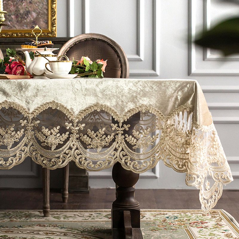 Vintage Gold Elegant Lace Tablecloth - Little Tailor Studio
