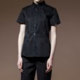Black Red Polyester Cotton Short Sleeve Shirt