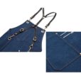 Gray Blue Khaki Canvas Apron Cowhide Leather Strap