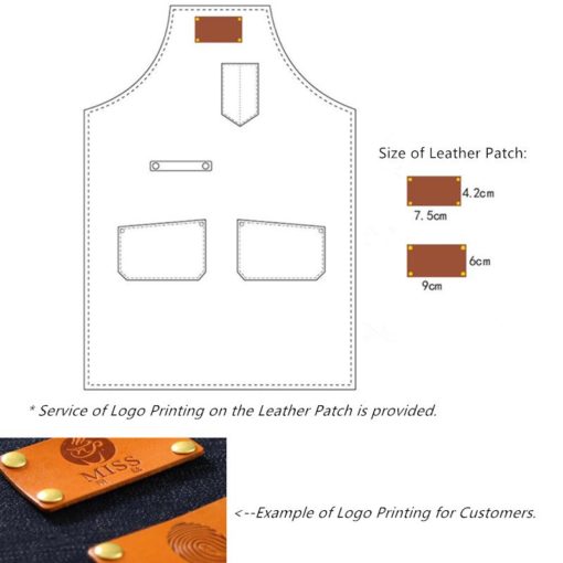 Gray Canvas Denim Apron Crossback Leather Straps