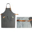 Gray Denim Apron Cowhide Leather Straps