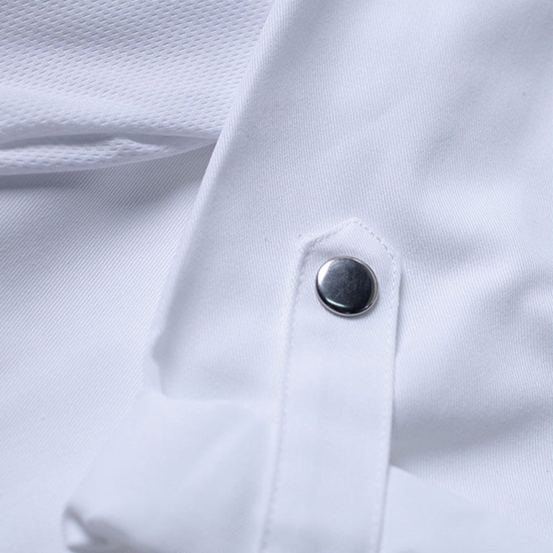 White Black Polyester Cotton Long Sleeve Chef Jacket - Little Tailor Studio