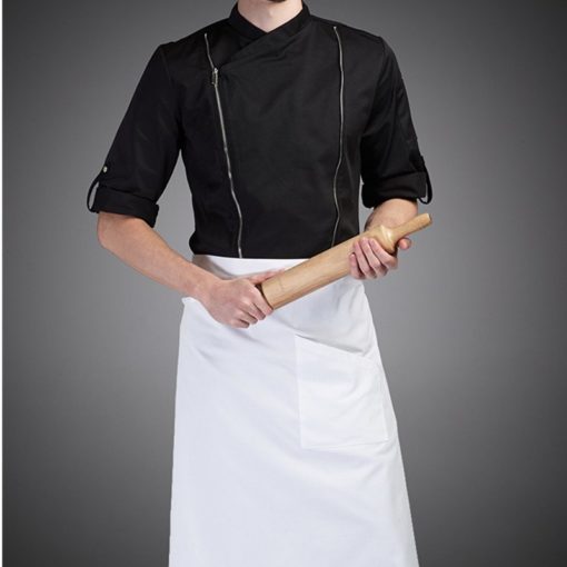 White Black Polyester Cotton Long Sleeve Chef Jacket