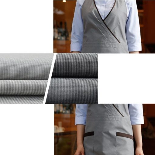 Beige Gray Long Polyester Cotton Apron