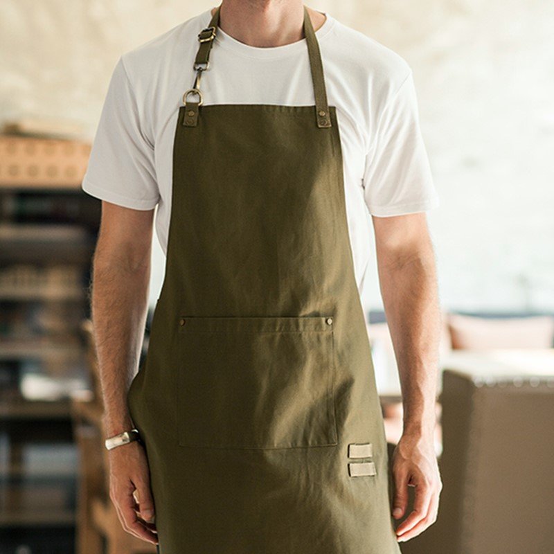 Uniform Work Short Bistro Apron Olive Kitchen Kitchen Polycotton Waiter Chef 