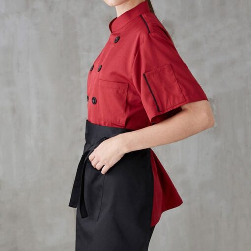 Red Polyester Cotton Short Sleeve Chef Shirt