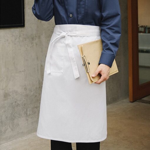 Black White Polyester Cotton Waist Apron Culinary Uniform