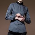 Gray Long Sleeve Chef Shirt Culinary Uniform
