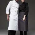 White Long Sleeve Chef Jacket Black Chef Uniform