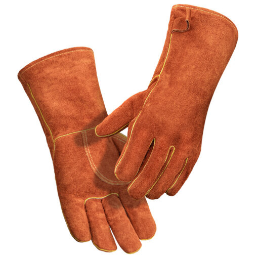 Brown Leather BBQ Gloves Cooking Mitten