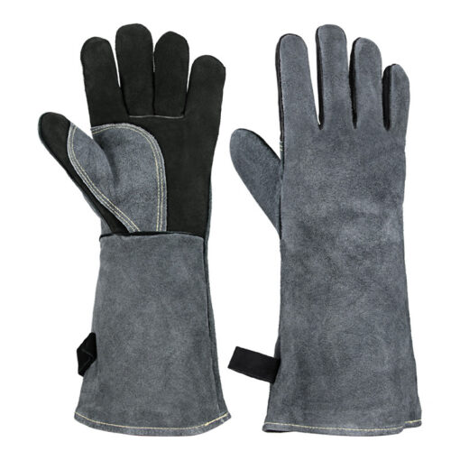 Gray Cowhide Leather BBQ Grill Gloves