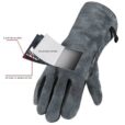 Gray Cowhide Leather BBQ Grill Gloves