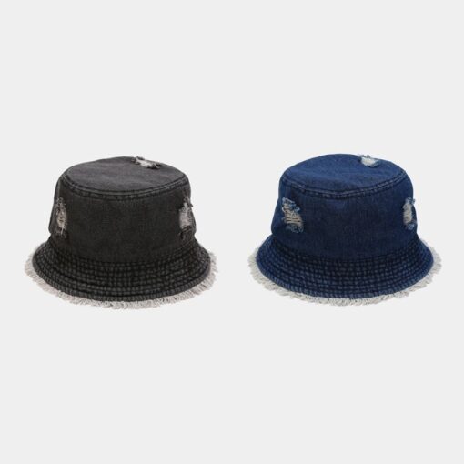 Blue Denim Bucket Cap Black Sun Hat