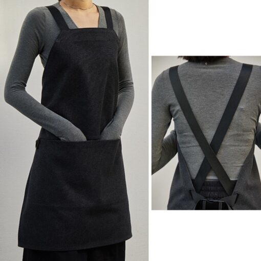 Blue Denim Apron Gray Black Workwear