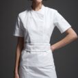 Black White Polyester Cotton Female Chef Shirt